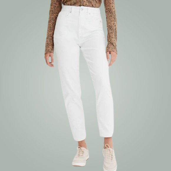 American Eagle Outfitters Denim - American Eagle White Mom Jeans | US 10 Long